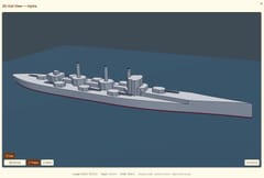 A warship design in the 3D hull viewer.