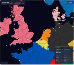 Nation overview on the strategic map - the Kingdom of the Netherlands, a minor power.