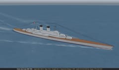 The Trieste-class cruiser, a fictional Italian design of 1928, showing the textured plating in the 3D viewer.